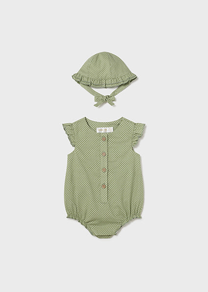 Eucalyptus Girl's Romper & Hat Set - Select Size