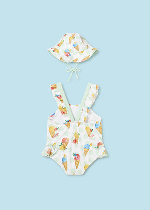 Pear Polka Dot 2-Piece Swimsuit and Hat Set - Select Size