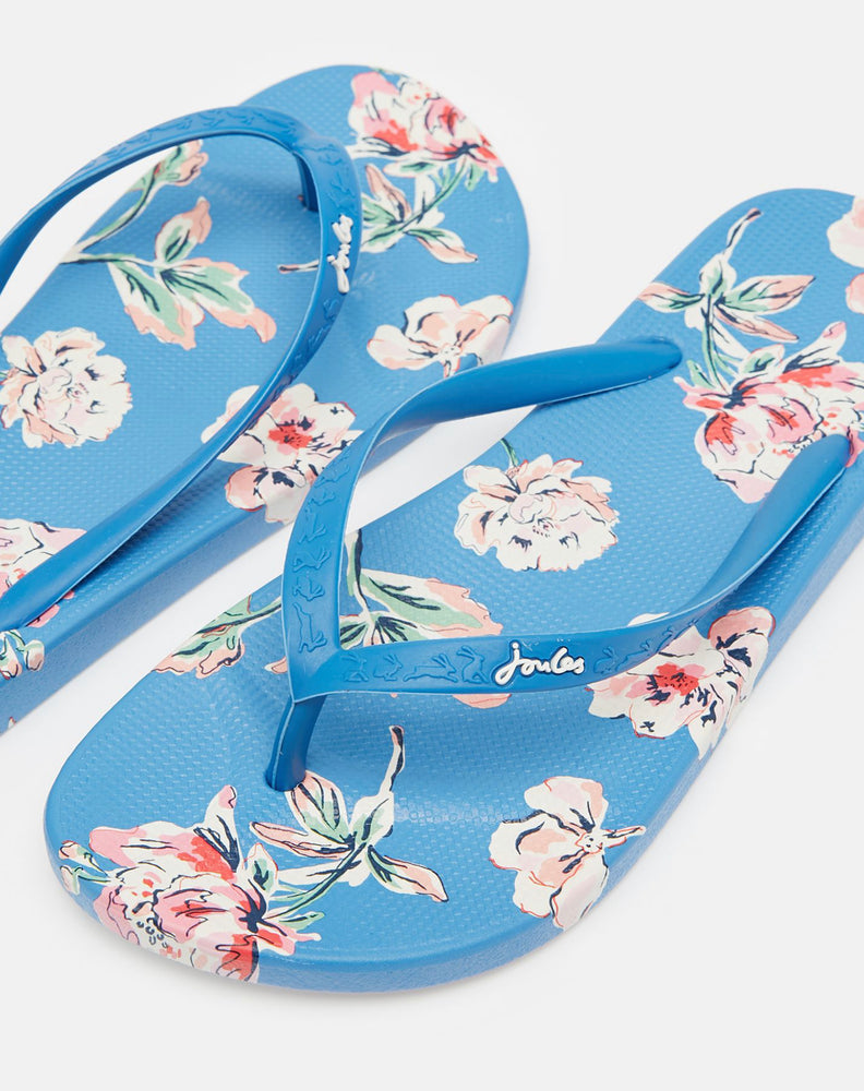 Blue Floral Printed Flip Flops - Ladies - Select Size