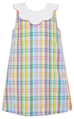 Multi Color Pastel Plaid A-Line Dress - select size