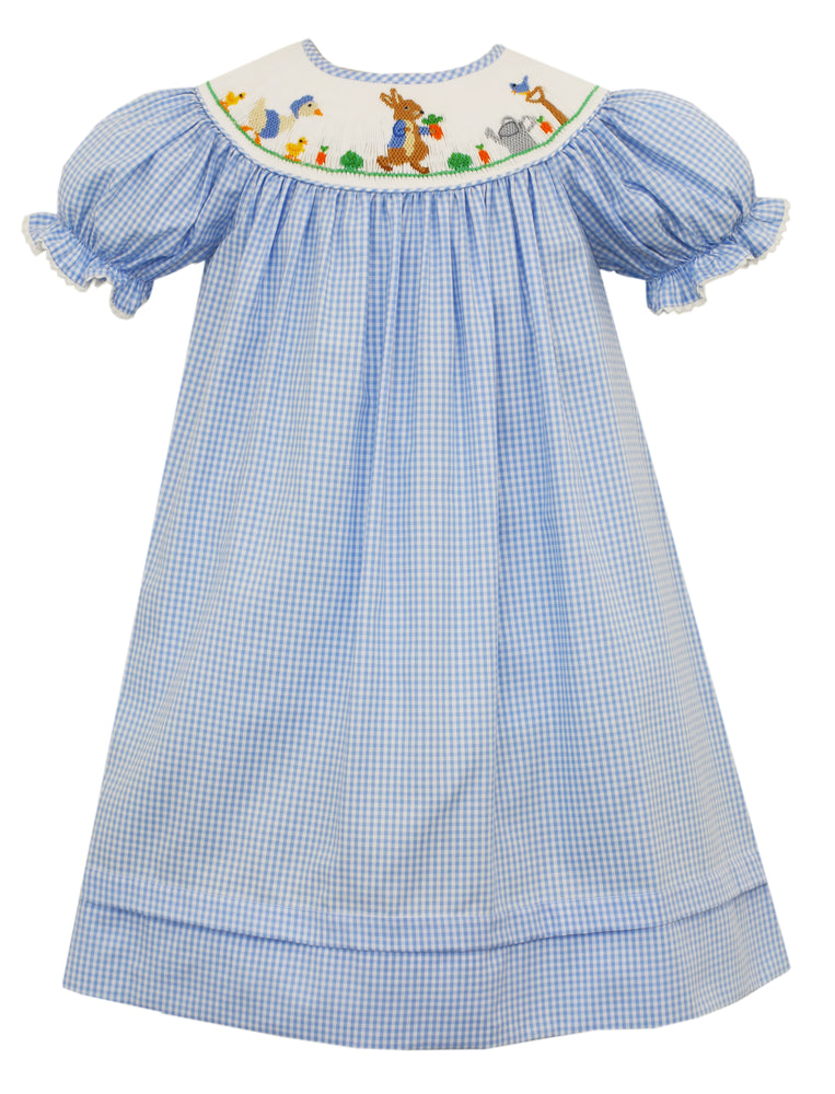 Peter Rabbit Blue Gingham Bishop w/Insert - Select Size