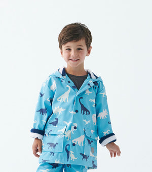 Milky Blue Prehistoric Dinos Color Changing Raincoat - Select Size