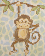 Safari Monkey in Blue- CP240 - Wall Art