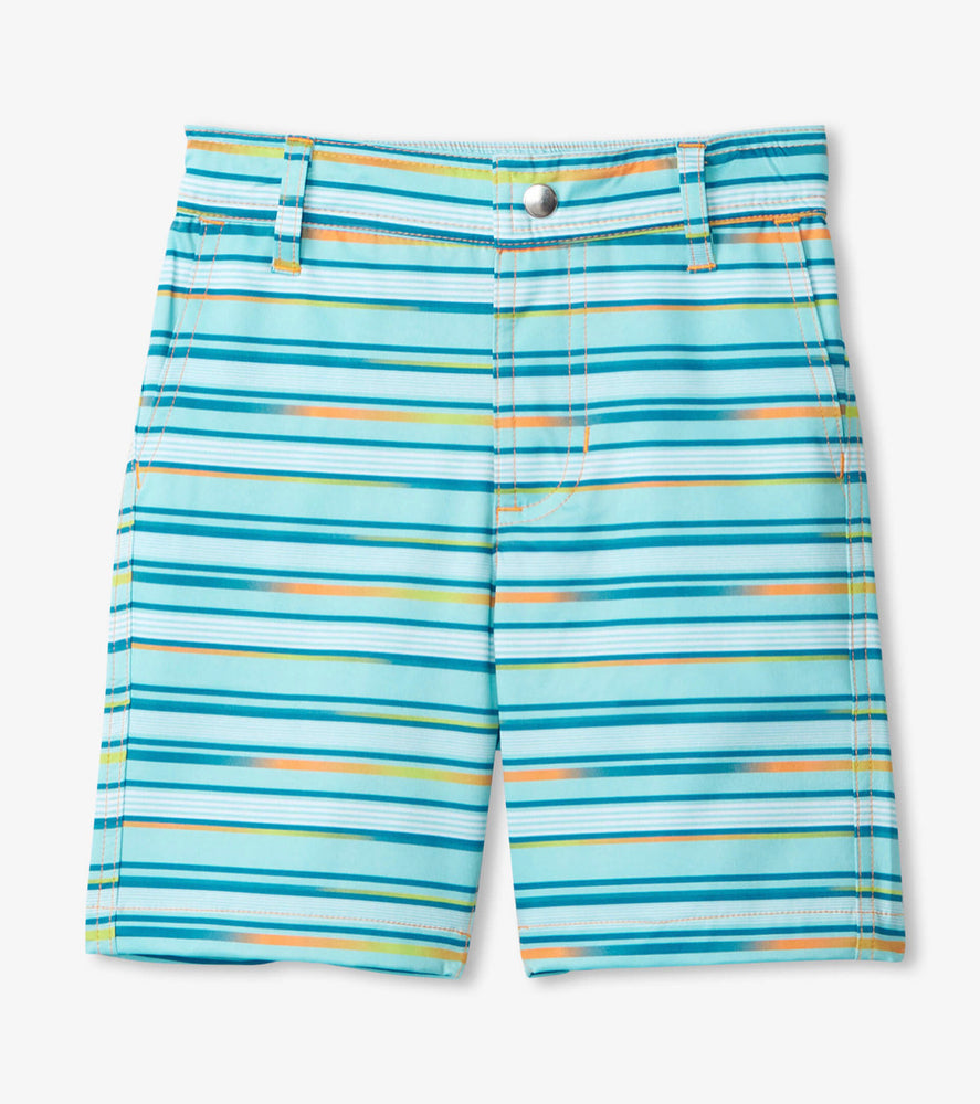 White Ocean Stripes Quick Dry Shorts - Select Size