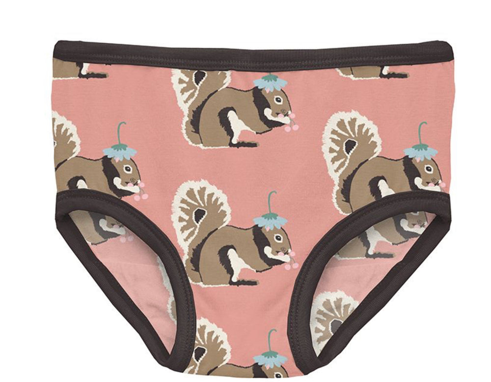 Blush Squirrel With Flower Hat Girls’ Underwear - Select Size
