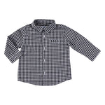 Charcoal Poplin Check Baby Boys’ Long Sleeve Overshirt - Select Size