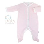 Paty Pink Knit Long Sleeve Footie With Pink Trim - Select Size