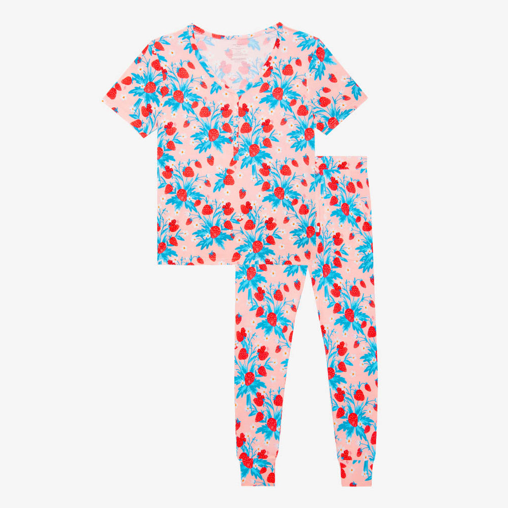 Strawberry Women’s Short Sleeve Sleepwear Set - Posh Peanut - Select Size