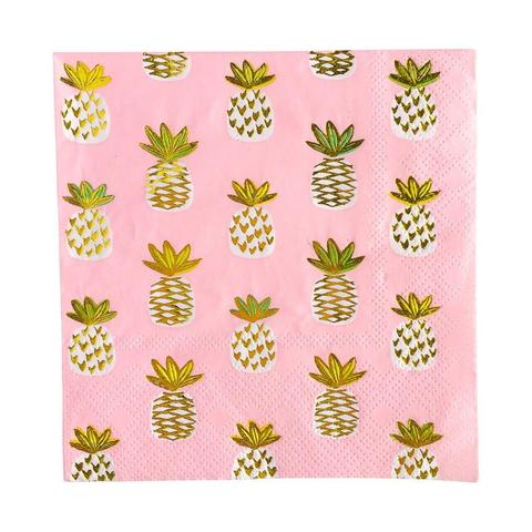 Pineapples & Pink-Beverage Napkins-20 count