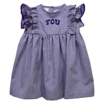 TCU Embroidery Gingham Ruffle Dress - Select Size