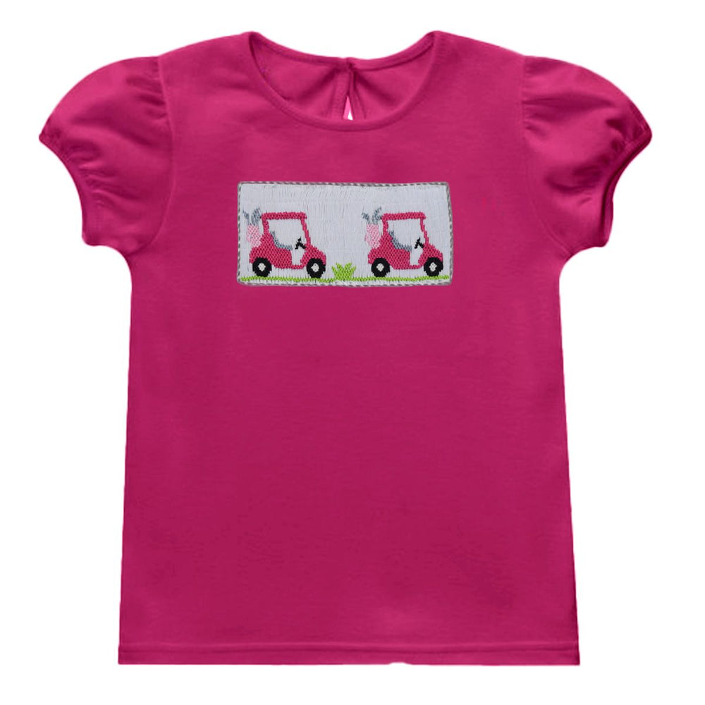 Fuscia Golf Cart Smocked Blouse & Short Set - Select Size