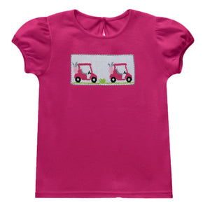 Fuscia Golf Cart Smocked Blouse & Short Set - Select Size