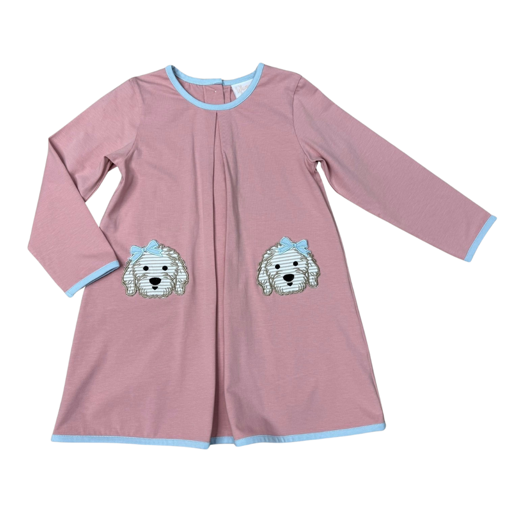 Doodle Doggy Pleat Dress - Select Size