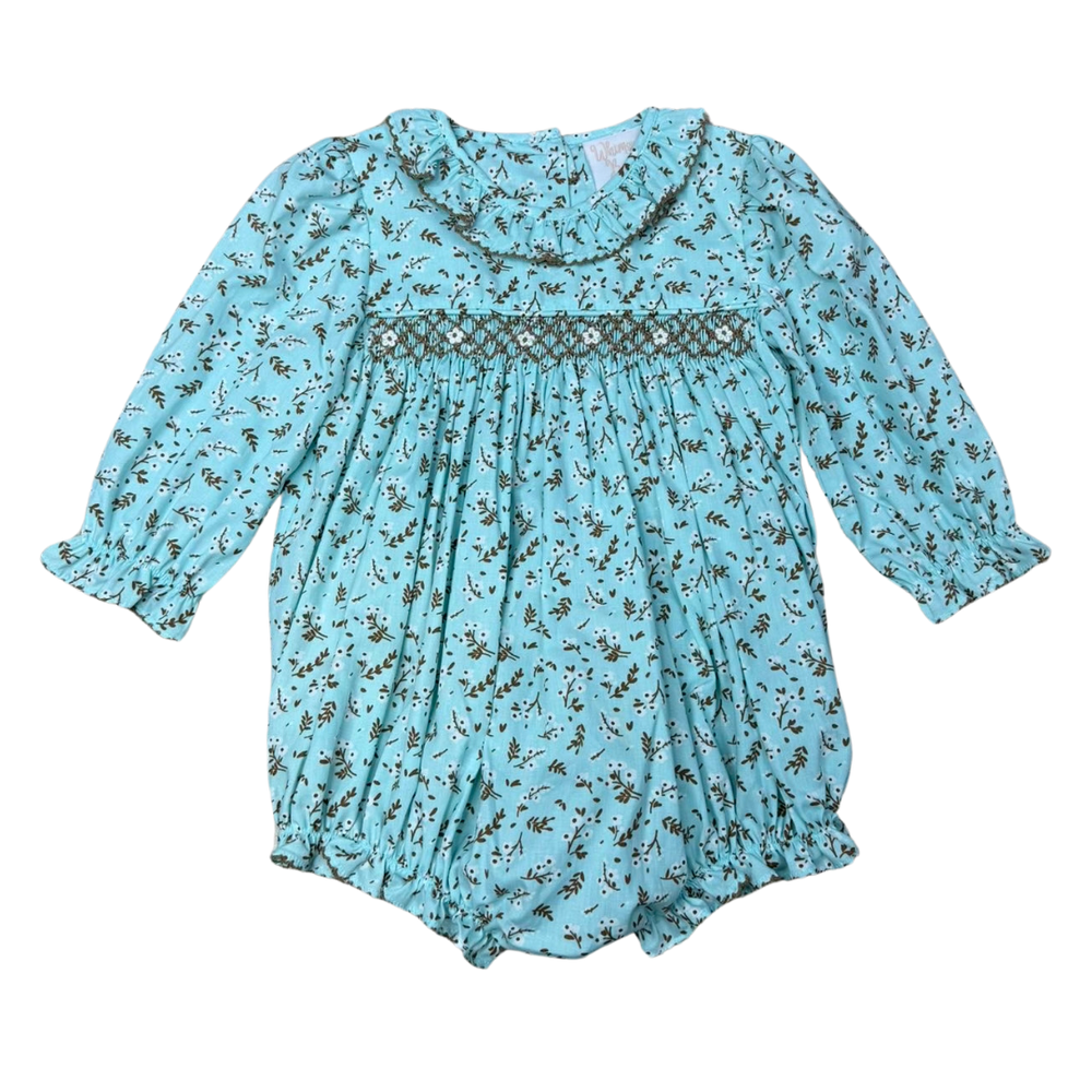 Falling Floral Ruffle Smocked Bubble - Select Size