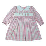 Pink Christmas Smocked Collared Dress - Select Size