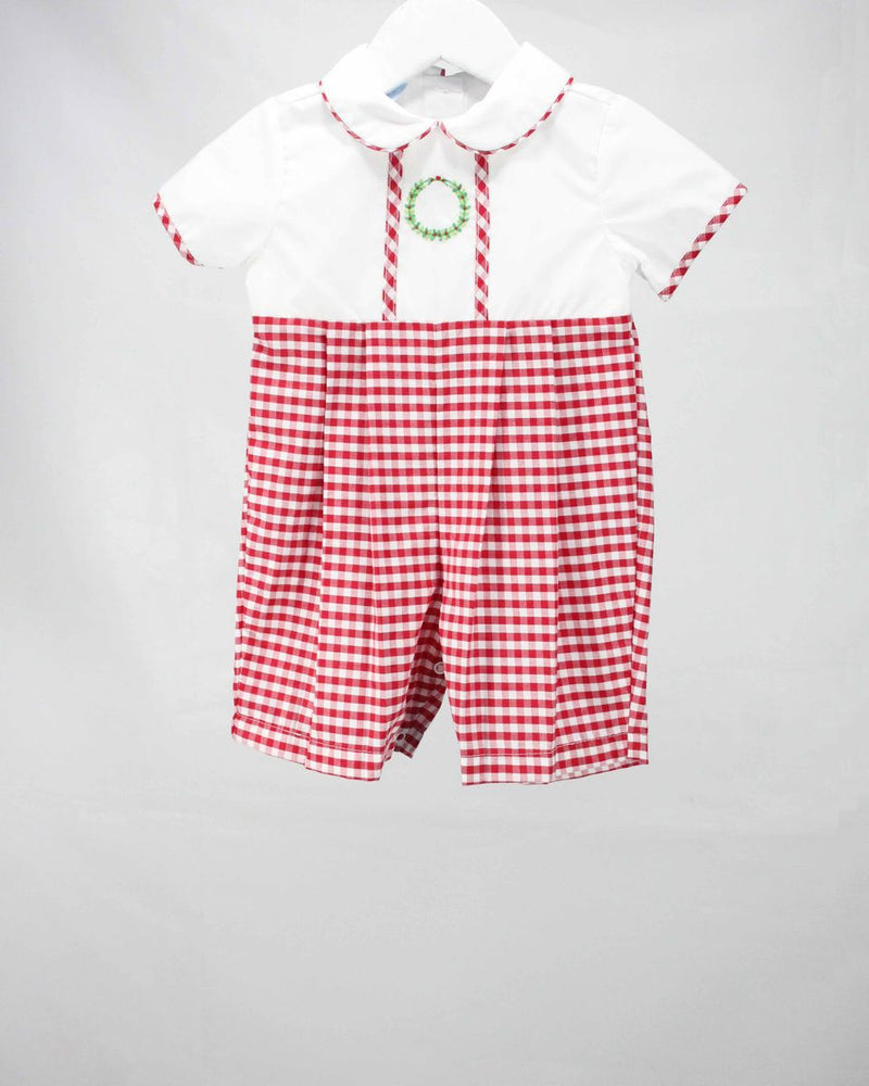 Merry Christmas Wreath Leo Romper - Select Size