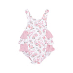 Ribbon And Flowers Ruffle Sunsuit - Select Size