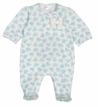 Crystal Blue Hearts Girl's Long Sleeve Onesie - Select Size