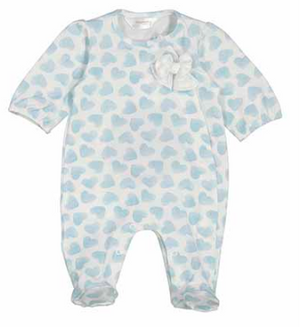 Crystal Blue Hearts Girl's Long Sleeve Onesie - Select Size