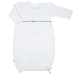 Paty White Knit Overlap Shoulder Gown (115) - Select Trim Color - Select Size