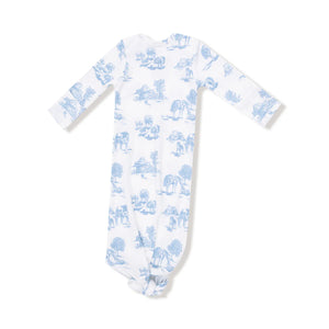 Blue Farm Toile Knotted Baby Gown