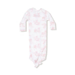 Pink Farm Toile Knotted Baby Gown