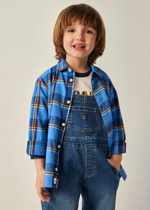 Sky Blue Plaid Long Sleeve Shirt - Select Size