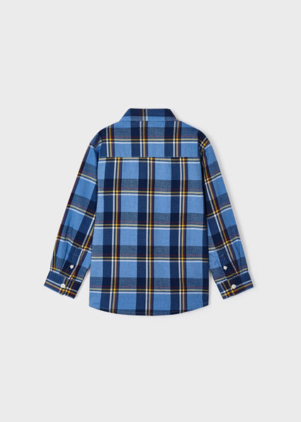 Sky Blue Plaid Long Sleeve Shirt - Select Size