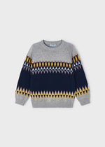 Multi-Color Grey Boy's Jacquard Sweater - Select Size