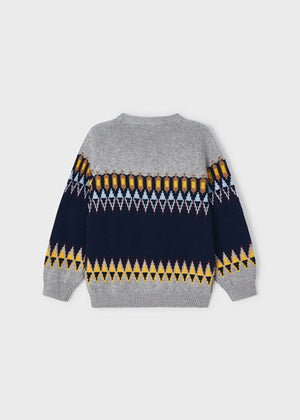 Multi-Color Grey Boy's Jacquard Sweater - Select Size