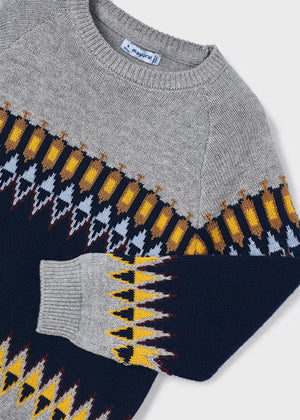 Multi-Color Grey Boy's Jacquard Sweater - Select Size