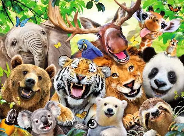 Exotic Animals Selfie 300 Piece Puzzle
