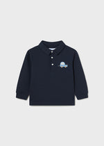 Navy Blue Long Sleeve Boy’s Polo Shirt w/Car - Select Size