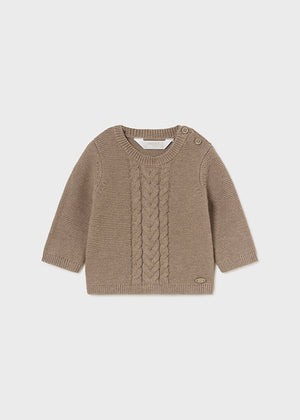 Heather Tiramisu Boys Braided Sweater - Select Size