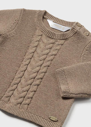 Heather Tiramisu Boys Braided Sweater - Select Size