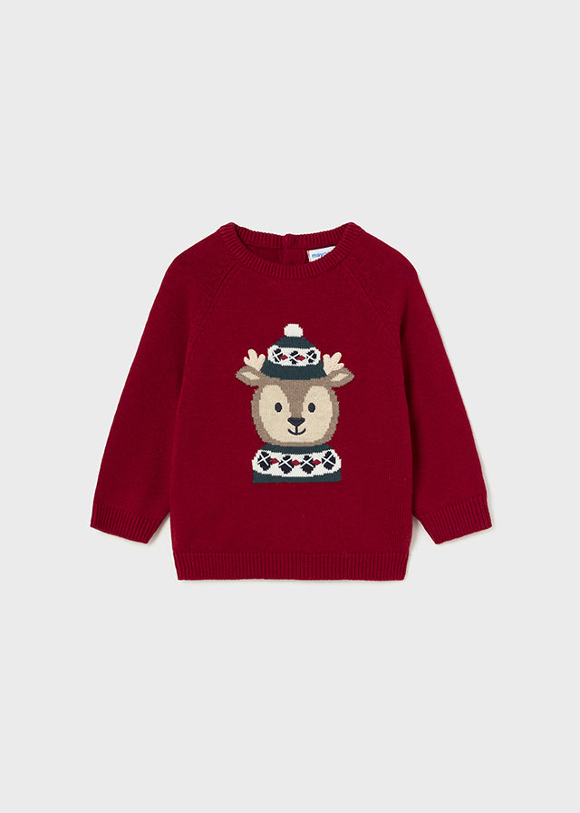 Cherry Red Deer Sweater - Select Size