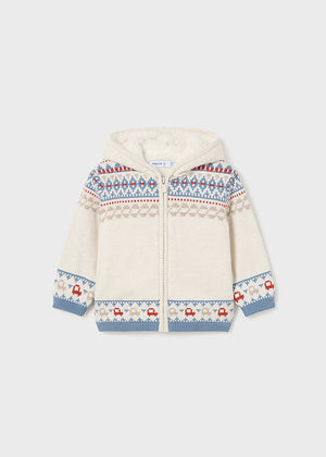 Cream Cars Fleece Cardigan - Select Size