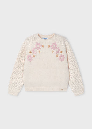 Ginger Embroidered Flowers Sweater - Select Size