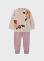 Floral Rose Pink Sweater and Pant 2-Piece Set - Select Size