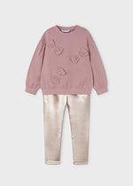 Rose Pink Sweater and Metallic Leggings 2-Piece Set - Select Size