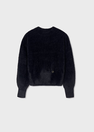 Black Fuzzy Girls Sweater - Select Size