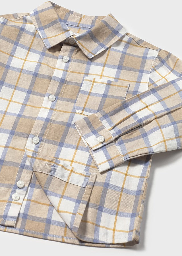 Light Brown LS Checked Shirt - Select Size