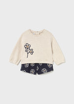 Navy Floral Shorts w/Sweatshirt Set - Select Size