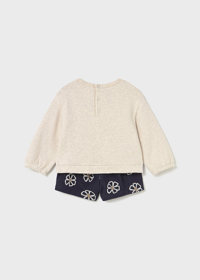 Navy Floral Shorts w/Sweatshirt Set - Select Size