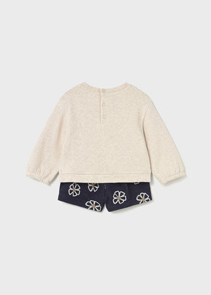 Navy Floral Shorts w/Sweatshirt Set - Select Size