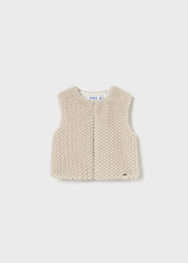 Sand Faux Fur Vest - Select Size