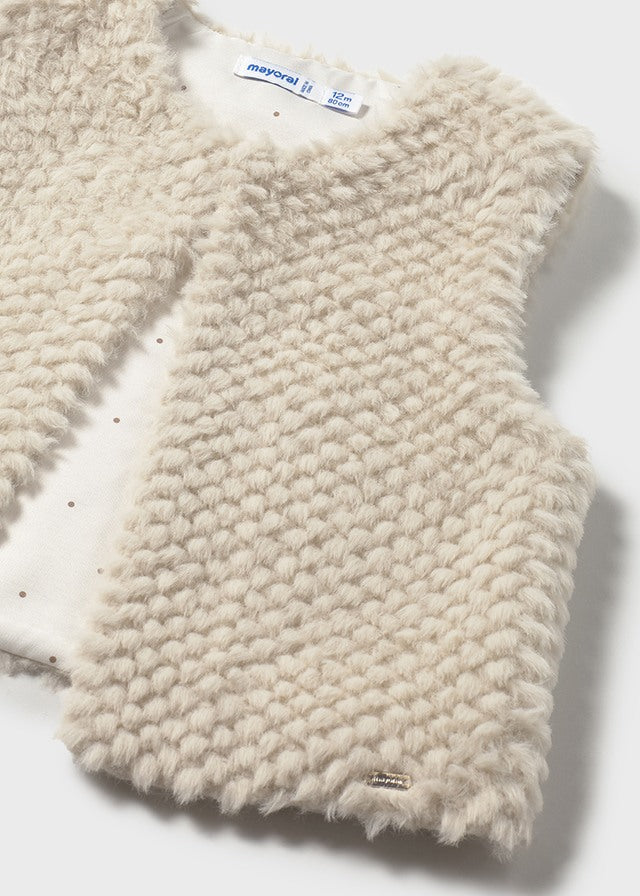 Sand Faux Fur Vest - Select Size
