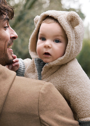 Grey Reversible Shearling Boys Coat - Select Size