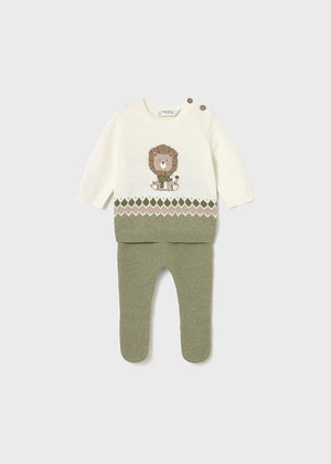 Green Knit Lion 2-Piece Set - Select Size