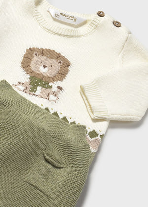 Green Knit Lion 2-Piece Set - Select Size